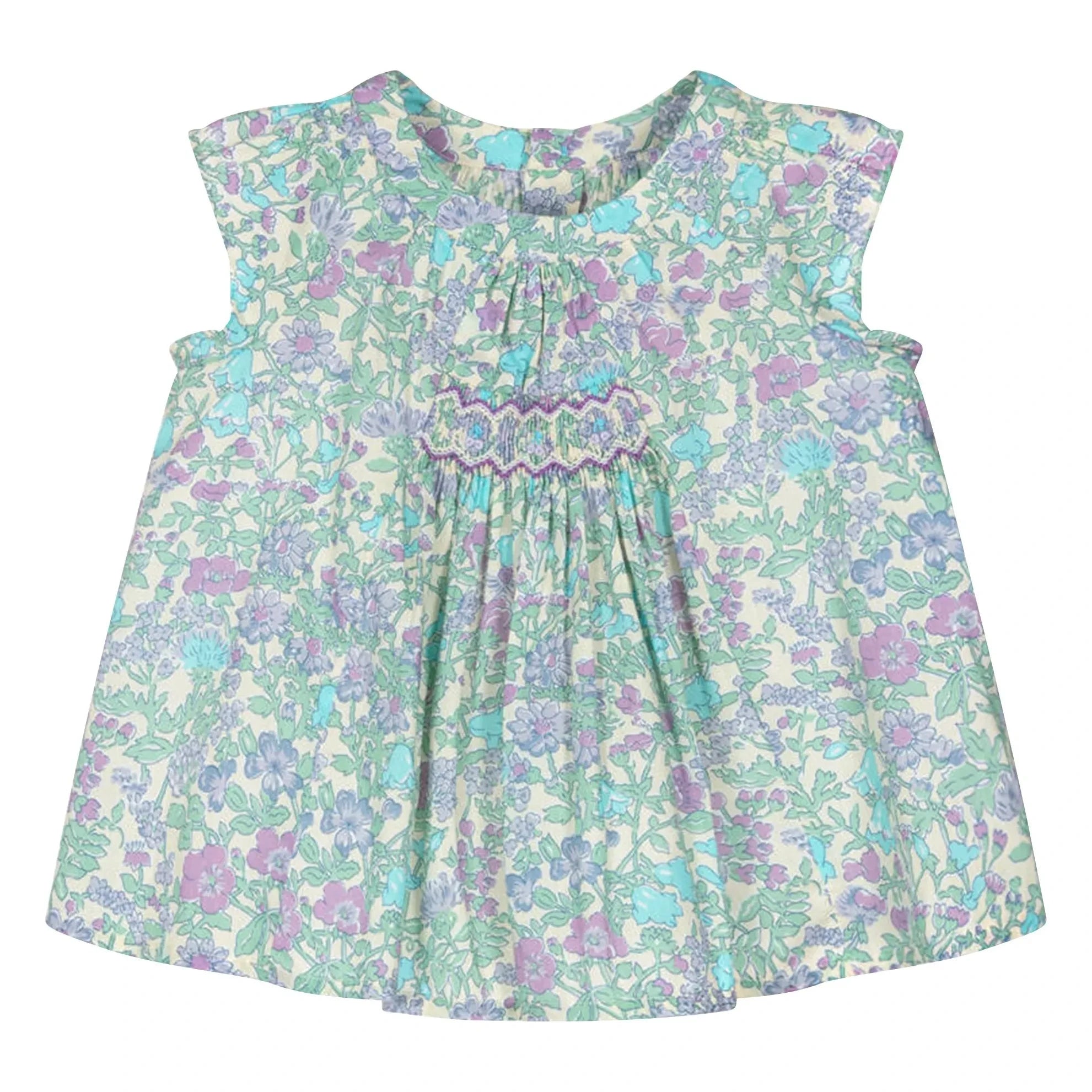 Bonpoint - Bio-Baumwollkleid "Pais Liberty" mit Raffungen | Wassergrün