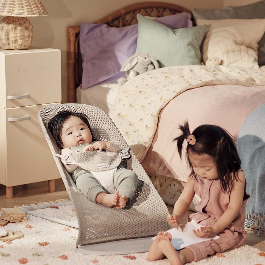 BabyBjorn Balance Soft Mesh Baby Bouncer - Grey Frame - Grey Beige-Baby Bouncers- | Natural Baby Shower