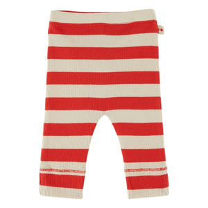 Emile et Ida - Gestreifte Rippen-Leggings aus Bio-Baumwolle | Rot