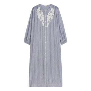 Louise Misha - Gestreiftes Kleid Flavie aus Bio-Baumwolle | Blau