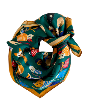 Baveal - Emerald Cats 100% Maulbeerseide Halstuch – 53 cm