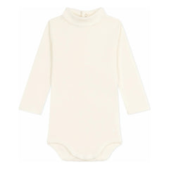 Petit Bateau - Bio-Baumwoll-Baby-Body mit Rundhalsausschnitt | Ecru