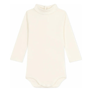 Petit Bateau - Bio-Baumwoll-Baby-Body mit Rundhalsausschnitt | Ecru