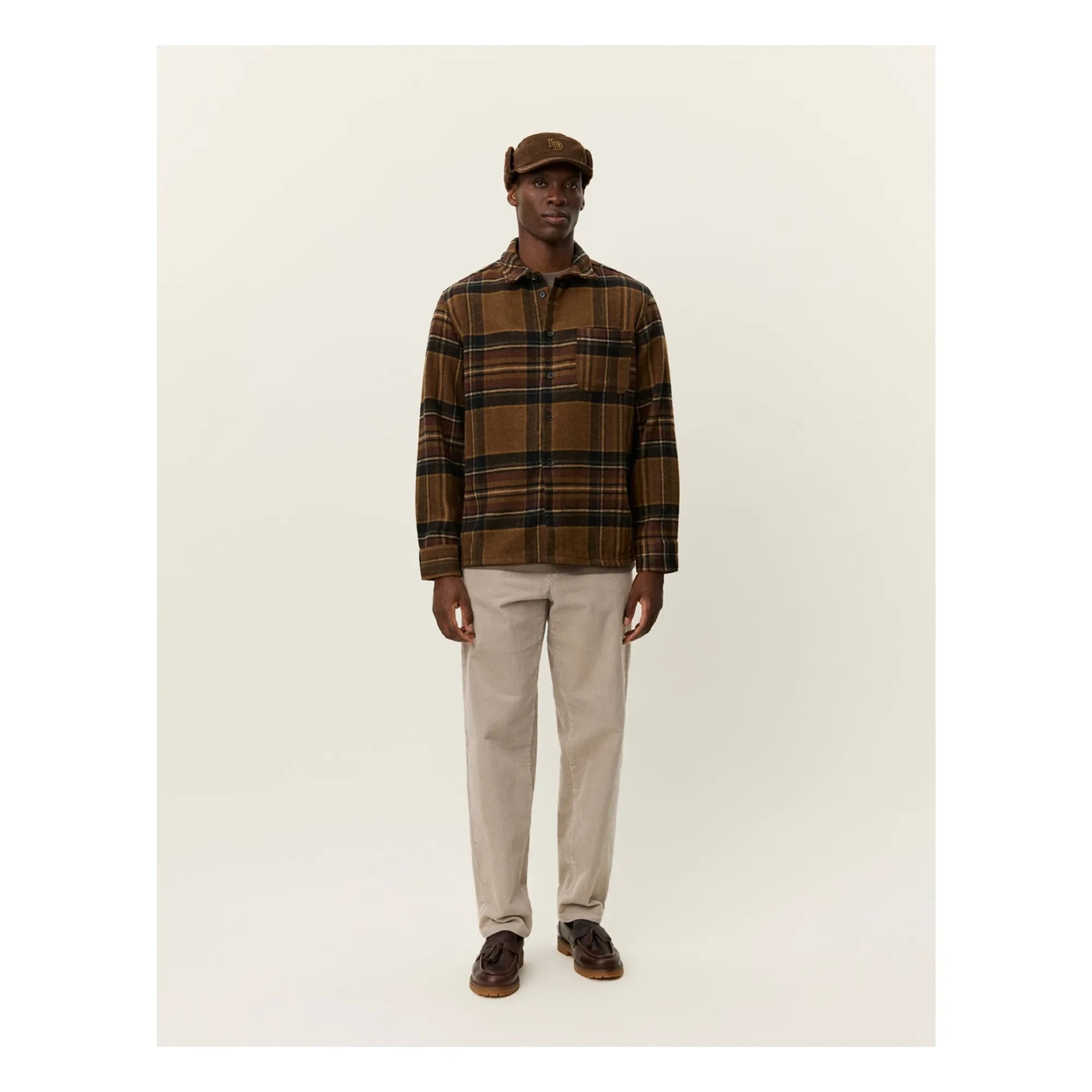 Les Deux - Kaleb Ekoseli Wolle Overshirt | Braun