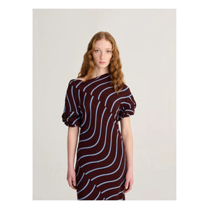 Bobo Choses – Psychedelisch gestreiftes Kleid | Burgunderrot