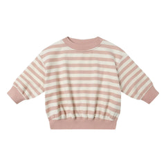 Quincy Mae – Gestreiftes Sweatshirt aus Bio-Baumwolle | Rosa