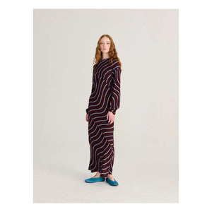 Bobo Choses – Psychedelisch gestreiftes Kleid | Burgunderrot