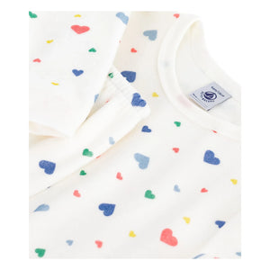 Petit Bateau - Herz Schlafanzug Bio-Baumwolle | Weiß