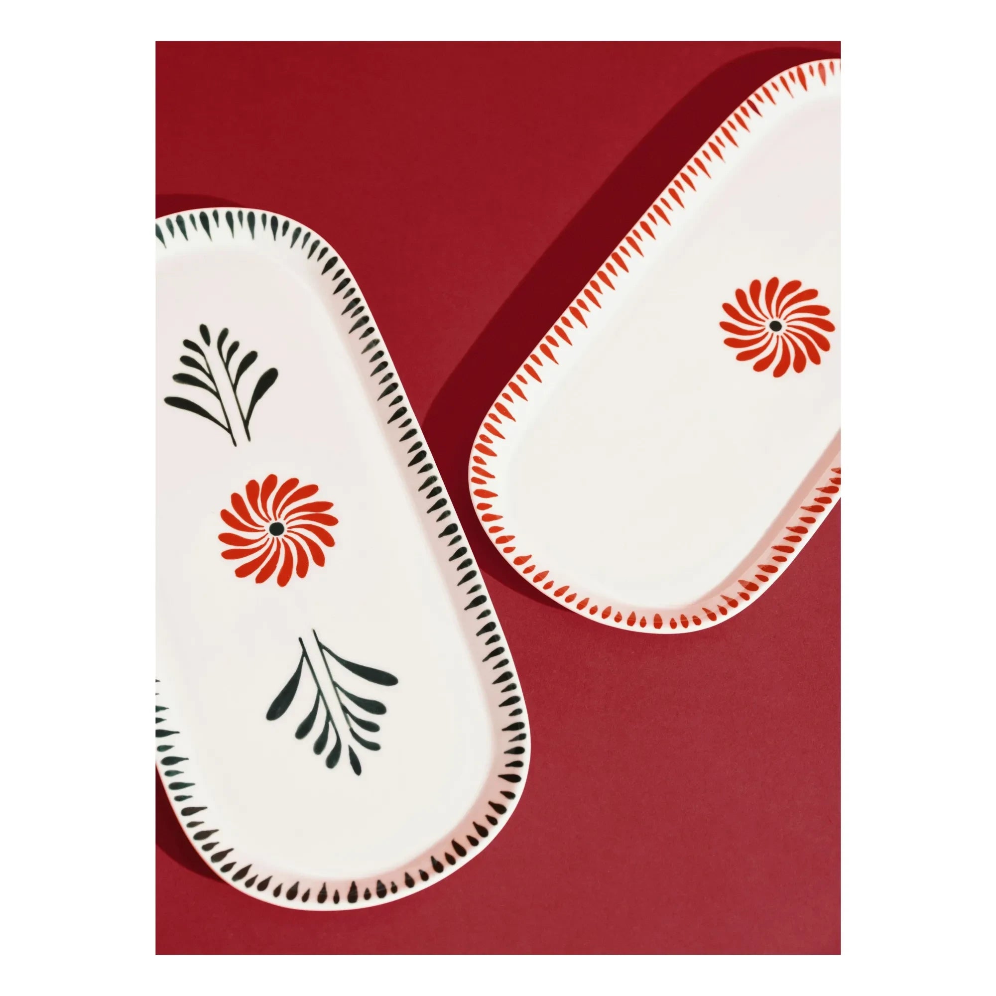 Serax - Baazar ovale Servierplatte, Waww La Table - 2er Set | Rot