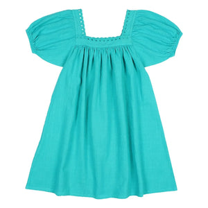 Búho – Bio-Baumwoll-Spitzenkleid | Türkis