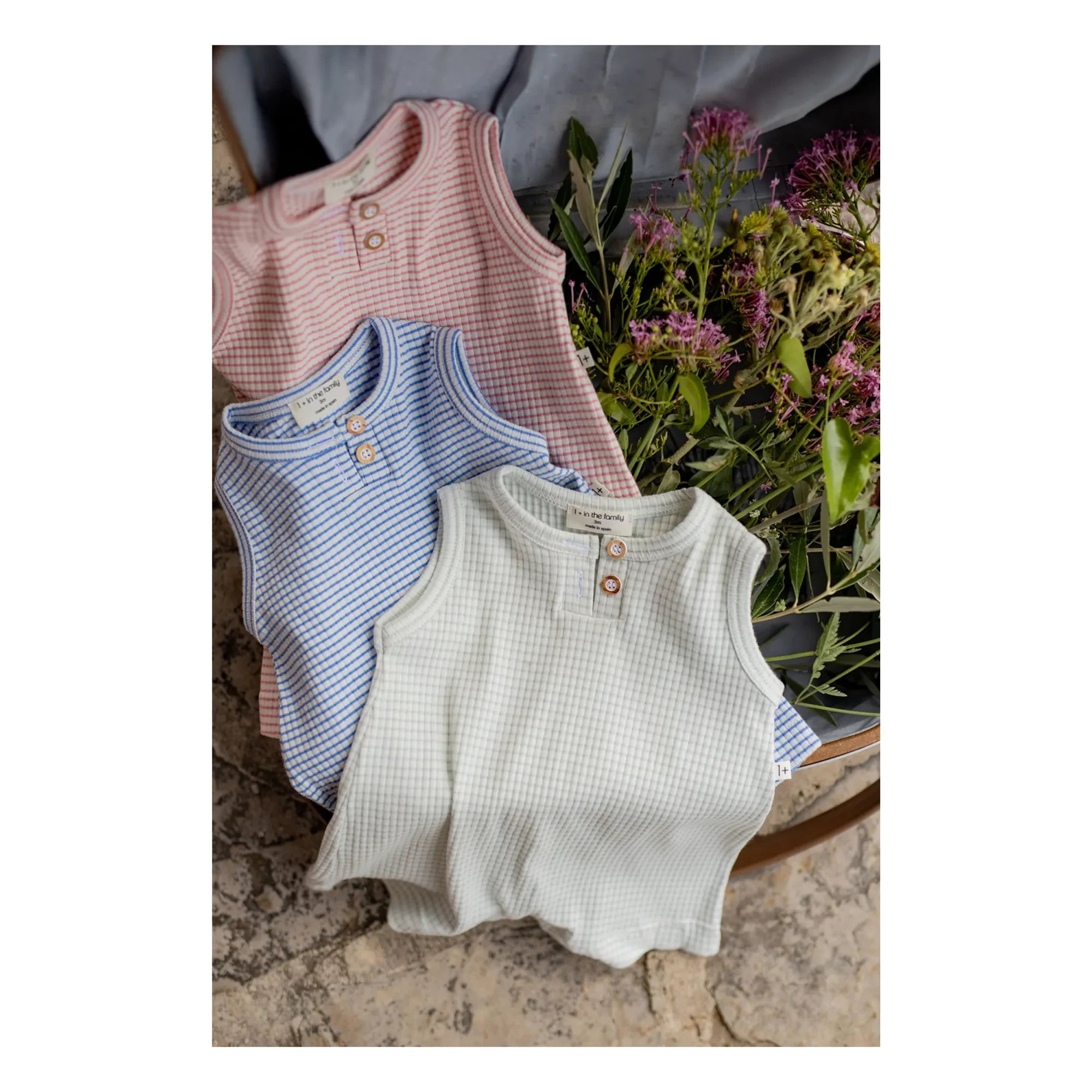 1+ in the family - Gestreifter Vendrell Cord-Overall | Hellblau