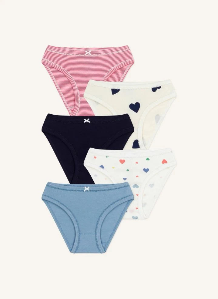 Petit Bateau - 5er-Set Slips aus Bio-Baumwolle mit Herzmotiv | Weiß