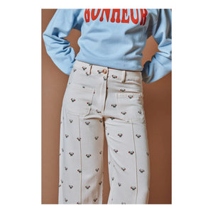 Emile et Ida - Baumwollhose mit Erdbeeren | Creme