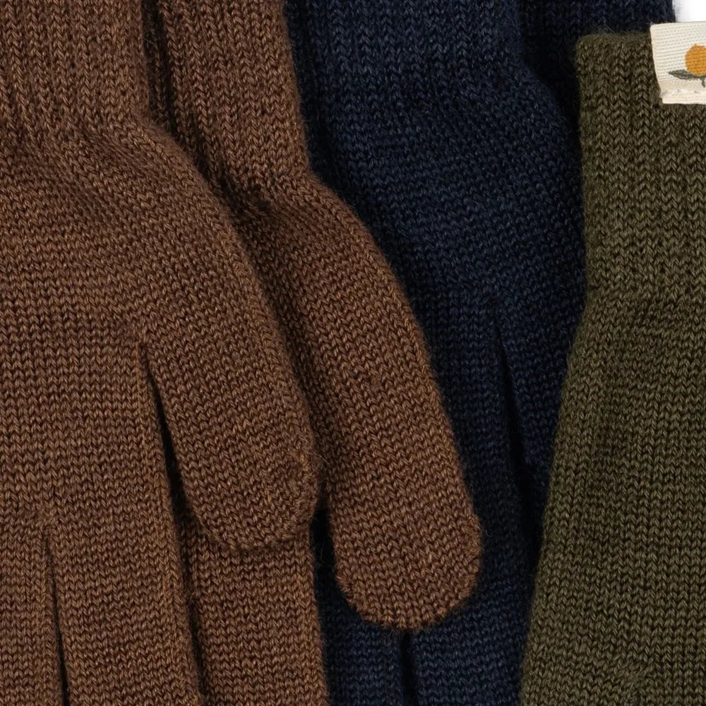 Konges Sløjd - 3 Paar Filla Wollhandschuhe | Braun