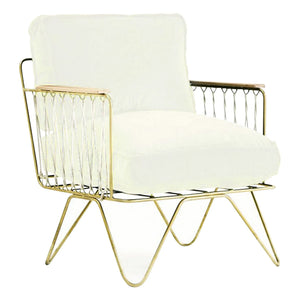 Honoré - Croisette Mat Gold- und Baumwollhocker | Weiß