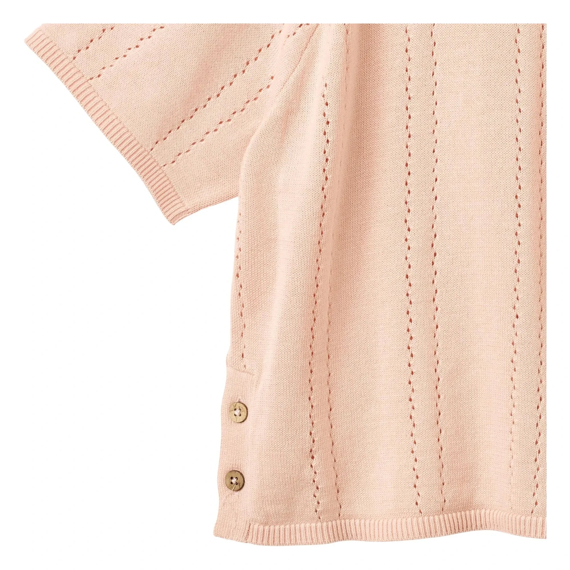 Weizen - Vilna Bio-Baumwolle Kurzarmpullover | Hellrosa