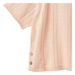 Weizen - Vilna Bio-Baumwolle Kurzarmpullover | Hellrosa