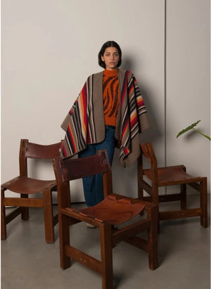 La Méricaine - Apache Recyceltes Woll-Cape | Erdbraun