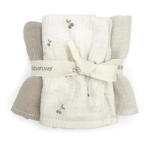 Babyparty – Kirschen Windeln – 3er-Set | Ecru