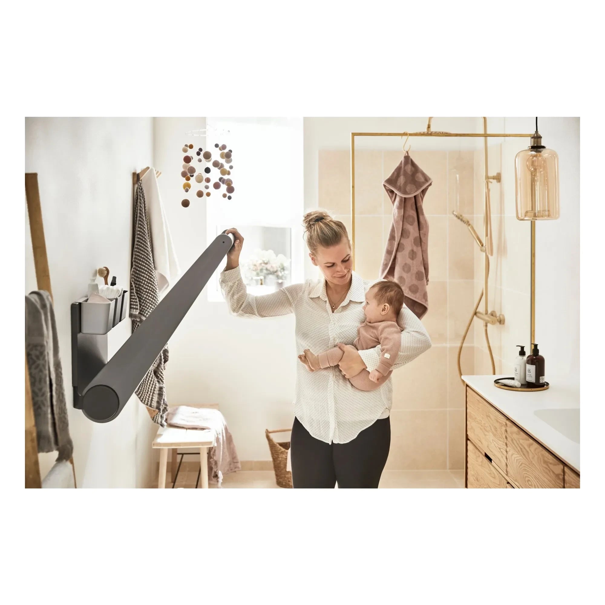 Leander - Wally Wandmontierter Wickeltisch | Grau