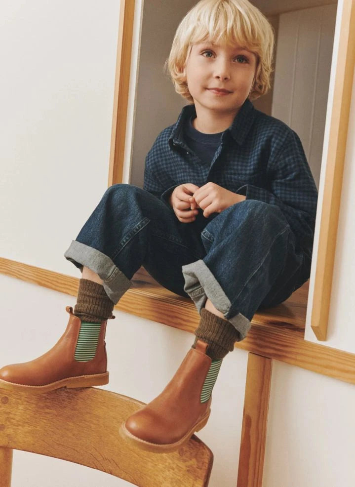 Angulus - Gestreifte Chelsea-Stiefel | Karamell
