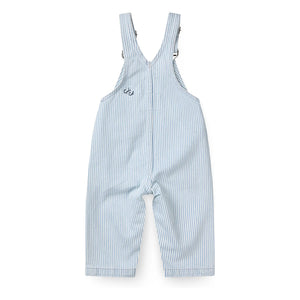 Copenhagen Colors - Gestreifte Latzhose aus Bio-Baumwoll-Gabardine | Hellblau