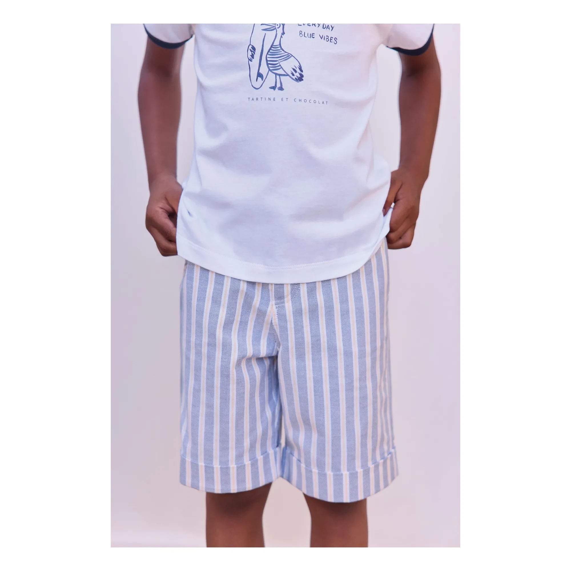 Tartine et Chocolat - Gestreifte Shorts mit gekrempeltem Saum | Indigoblau