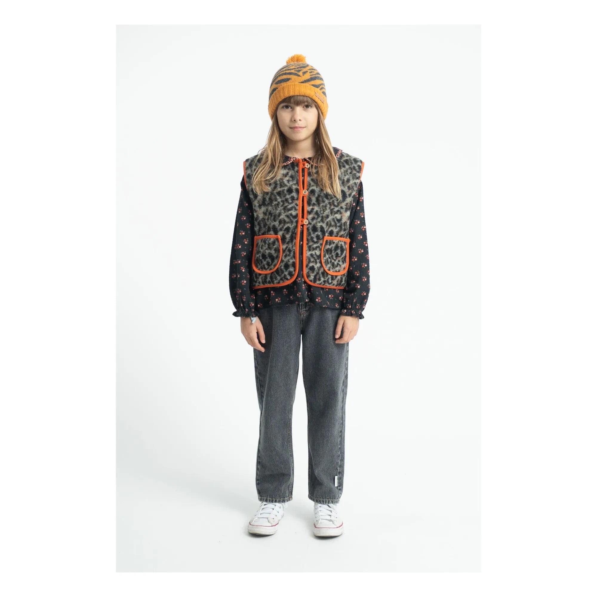 Piupiuchick - Leopard Sherpa Ärmellose Jacke | Beige