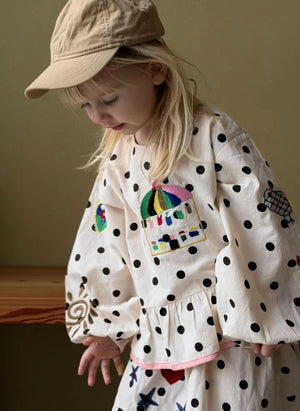 SISSEL EDELBO - Bluse Diana Pois aus biologischer Baumwolle - Kinderkollektion | Creme