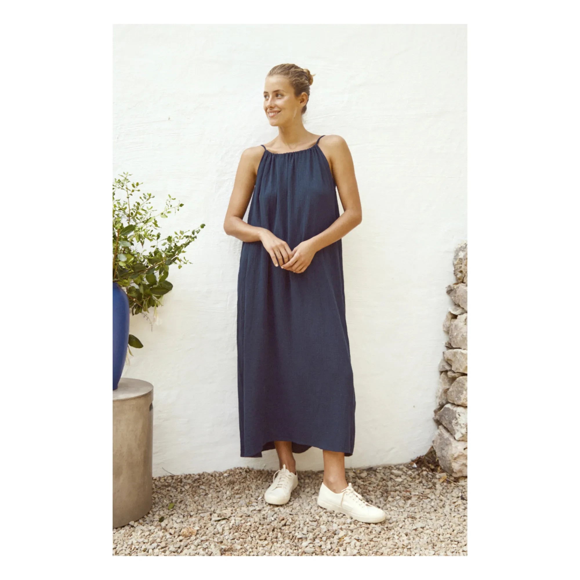 Anja Paris - Baumwollgaze-Kleid | Marineblau