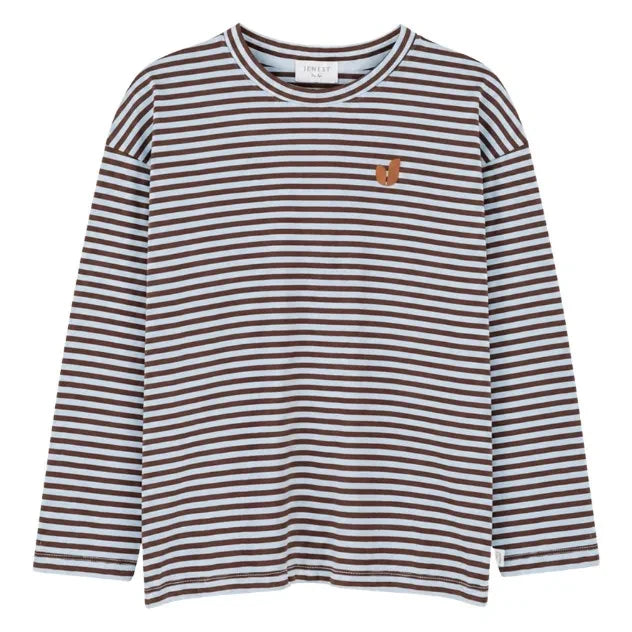Jenest - Moos-gestreiftes Bio-Baumwoll-T-Shirt | Blau