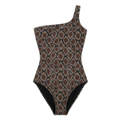 Finger in the nose - Asymmetrischer Badeanzug Sia Python | Braun