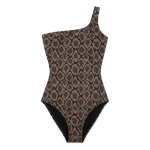 Finger in the nose - Asymmetrischer Badeanzug Sia Python | Braun