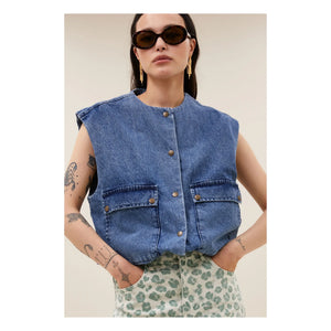By Bar - Maggie Bio-Baumwoll-Denim-Weste | Jeansblau