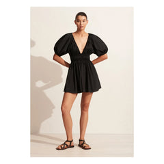 Matteau - gerafftes, drapiertes Minikleid | Schwarz