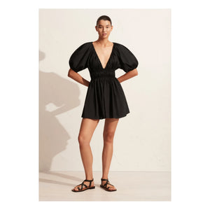 Matteau - gerafftes, drapiertes Minikleid | Schwarz