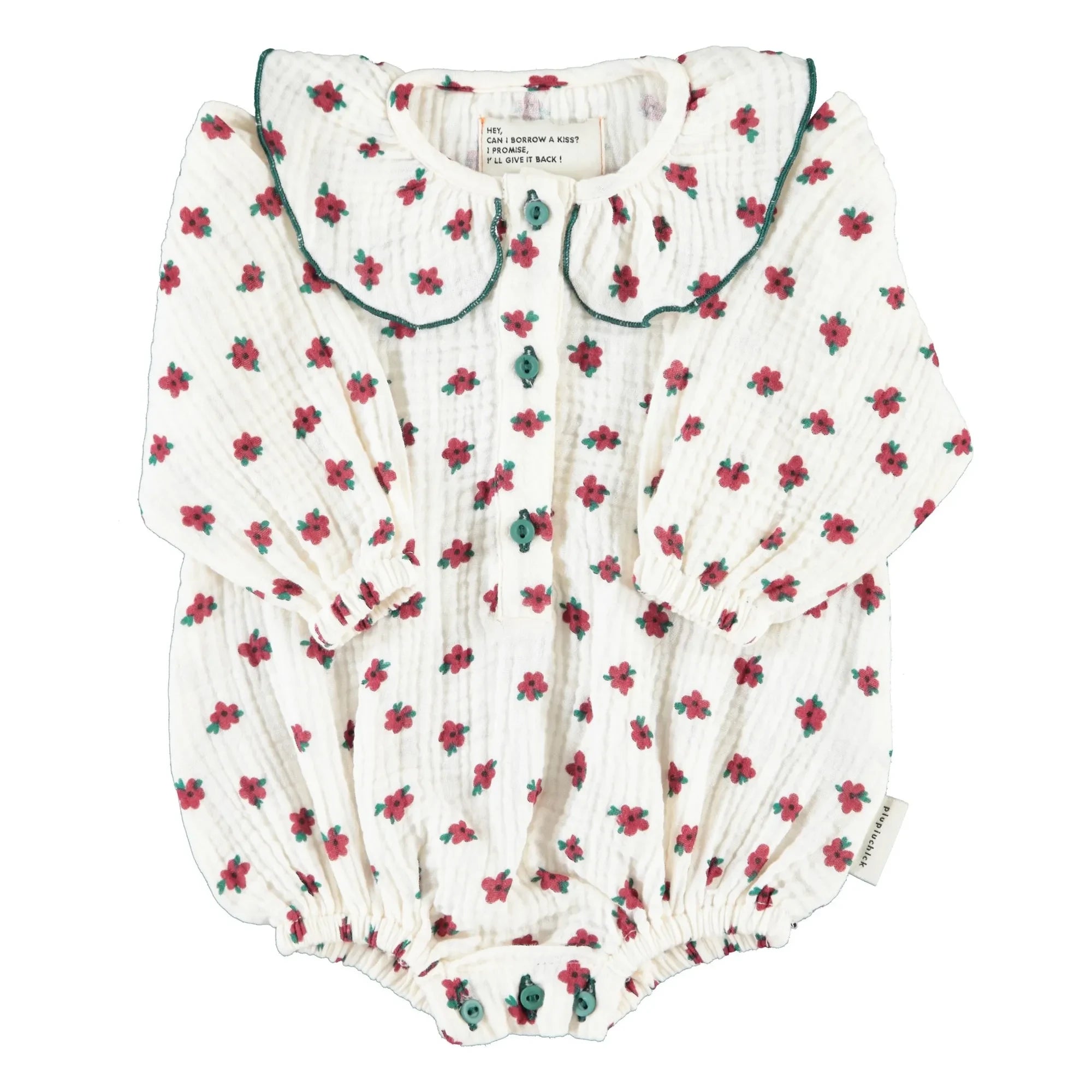 Piupiuchick - Blumen-Strampler aus Bio-Baumwolle | Ecru