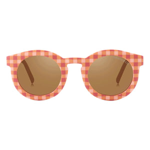 Grech & Co – Klassische Vichy Polarisierte Sonnenbrille aus Naturfaser | Blassrot