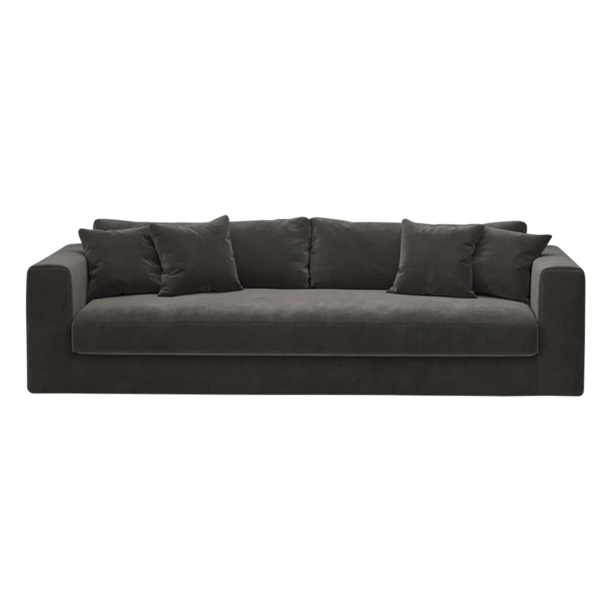 Panac Edition - Bellechasse gebürsteter Samt 3-Sitzer Sofa - 240 cm | Kohlegrau