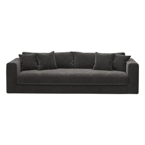 Panac Edition - Bellechasse gebürsteter Samt 3-Sitzer Sofa - 240 cm | Kohlegrau