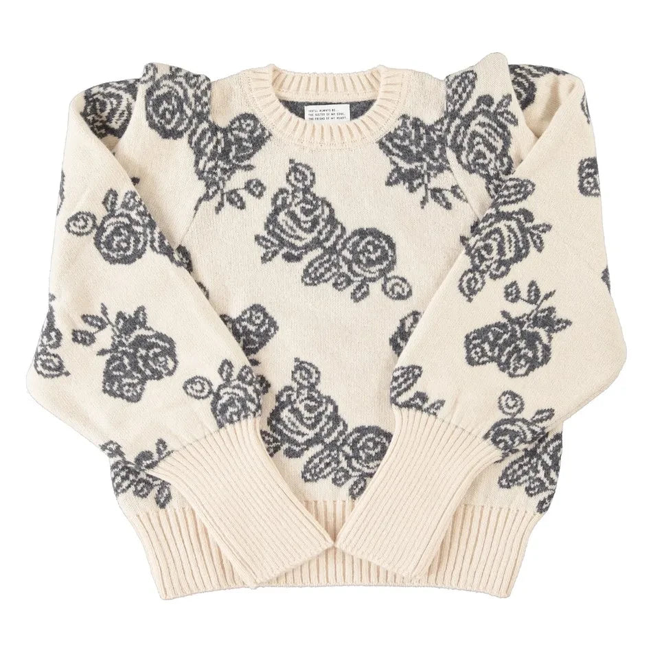 Sisters Department - Wollpullover mit Blume | Ecru