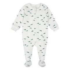 Petit Lem - Fisch-Fuß-Schlafanzug Rippstrick Bio-Baumwolle | Beige