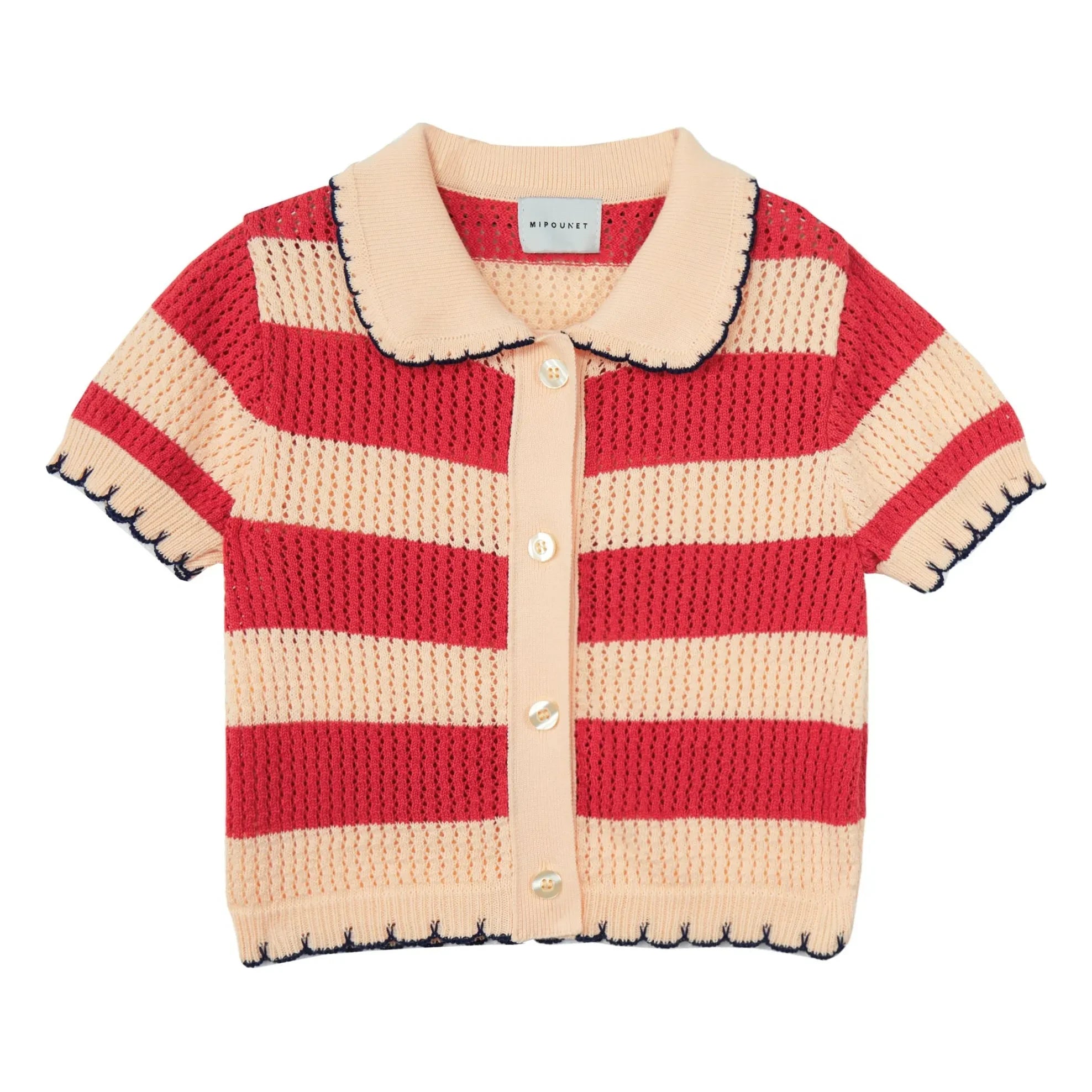 Mipounet - Gestreifte Vita Häkeljacke | Rot