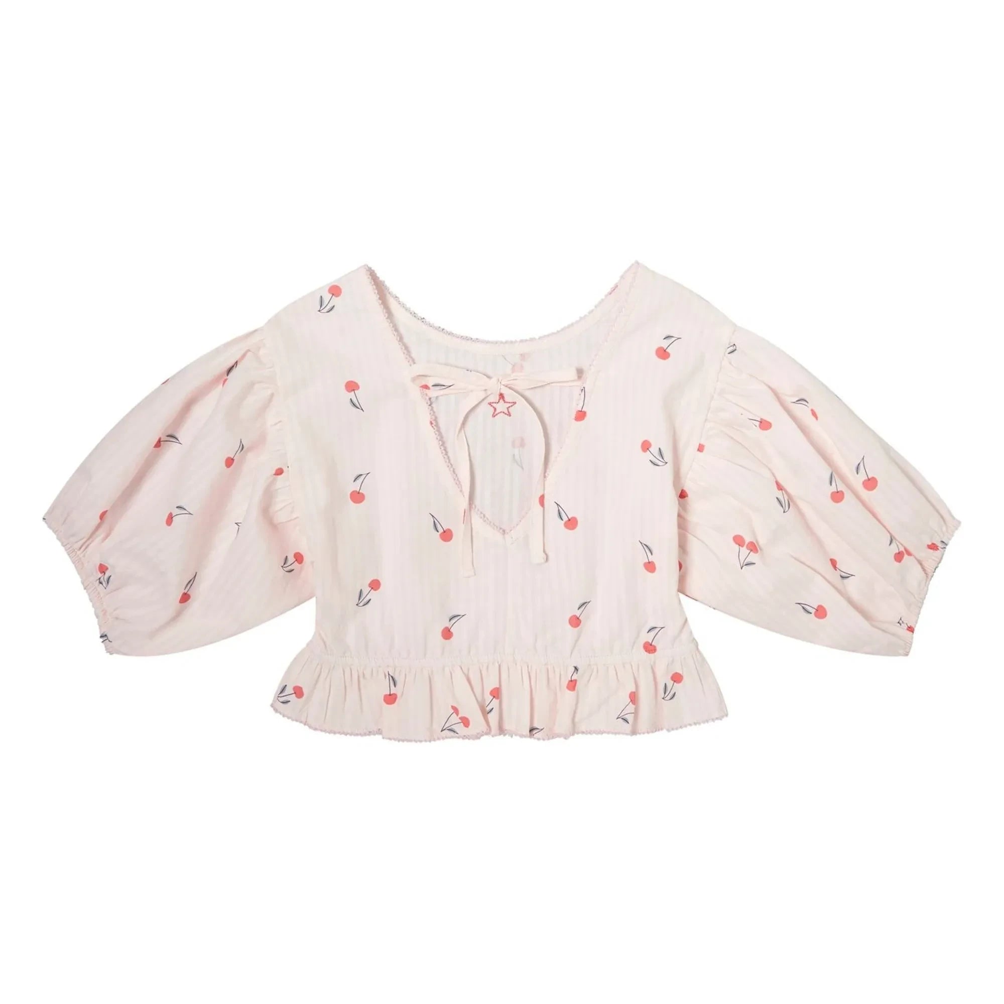 Tocoto Vintage - 3/4-Arm Bluse Cerises | Hellrosa
