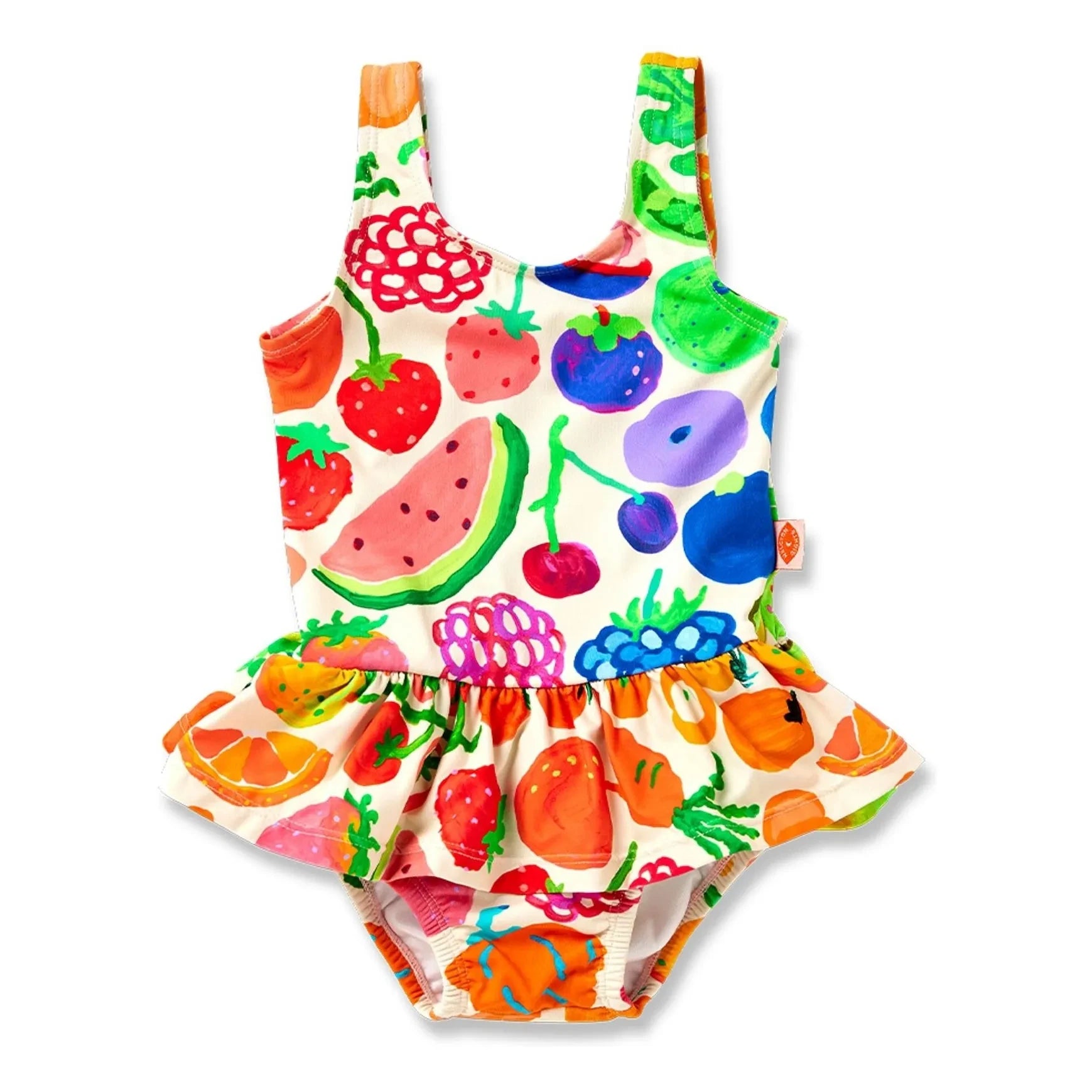 Halcyon Nights – Fruits Rüschen-Badeanzug aus recycelter Faser | Ecru