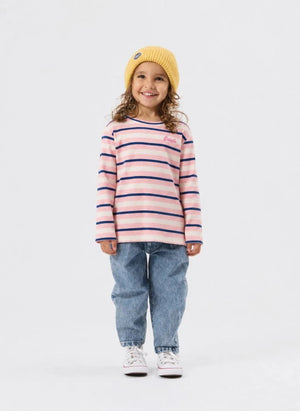 Goldie + Ace - Geripptes gestreiftes T-Shirt | Rosa
