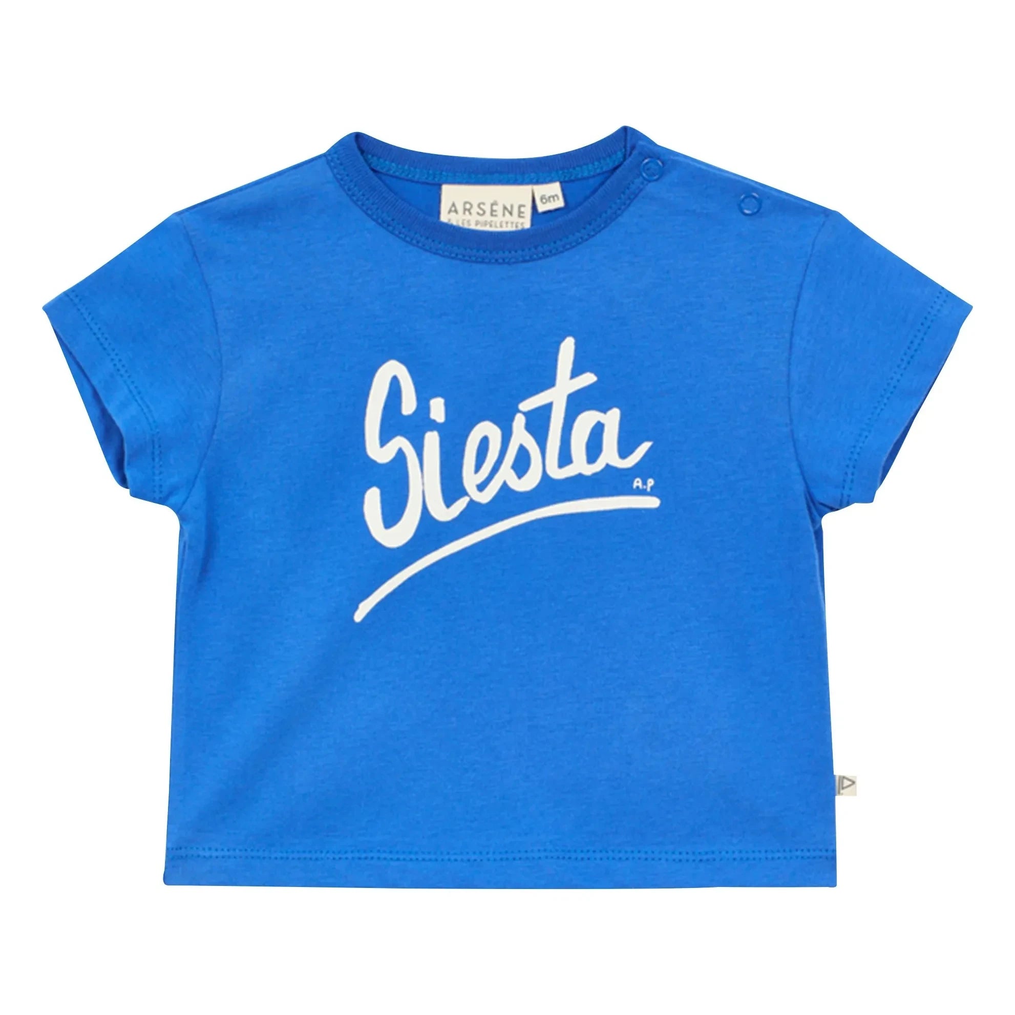 Arsène et Les Pipelettes - Siesta Bio-Baumwoll-Babyshirt | Azurblau