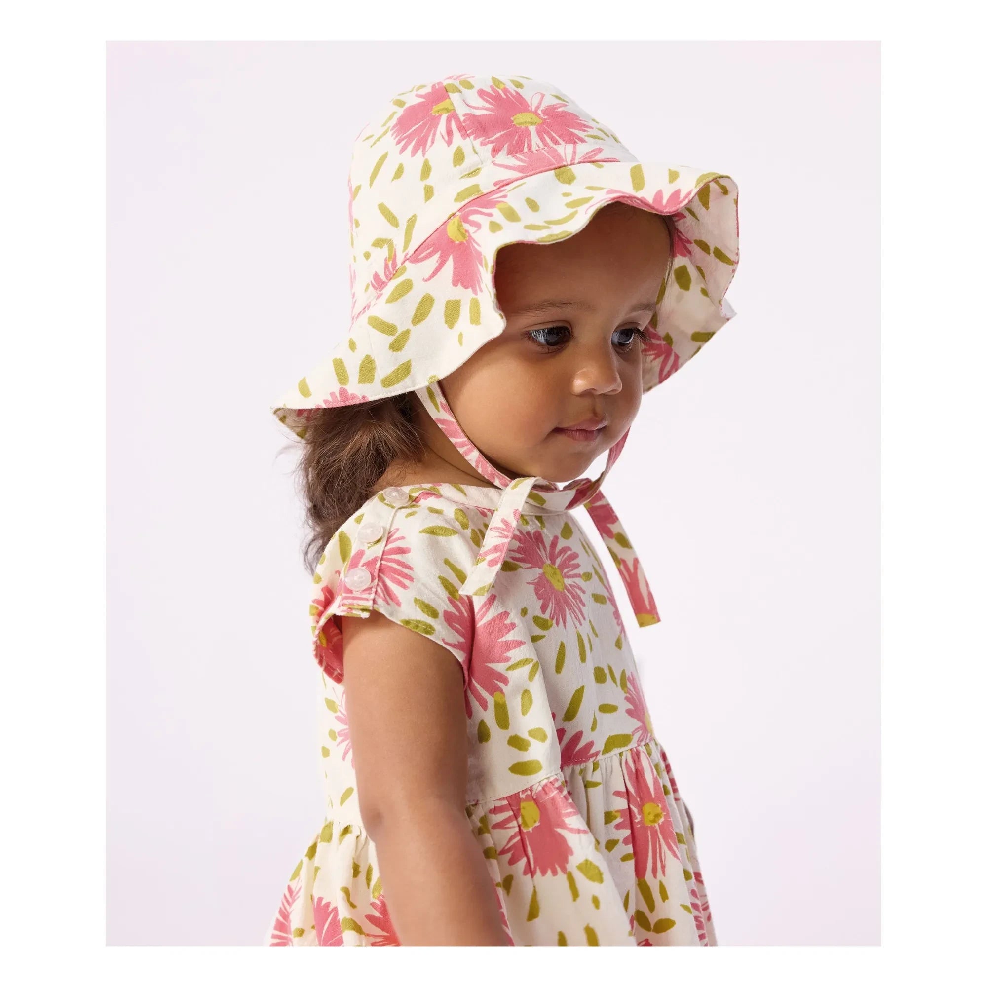 Petit Bateau - Bio-Baumwolle Crépon Geblümte Capeline | Ecru