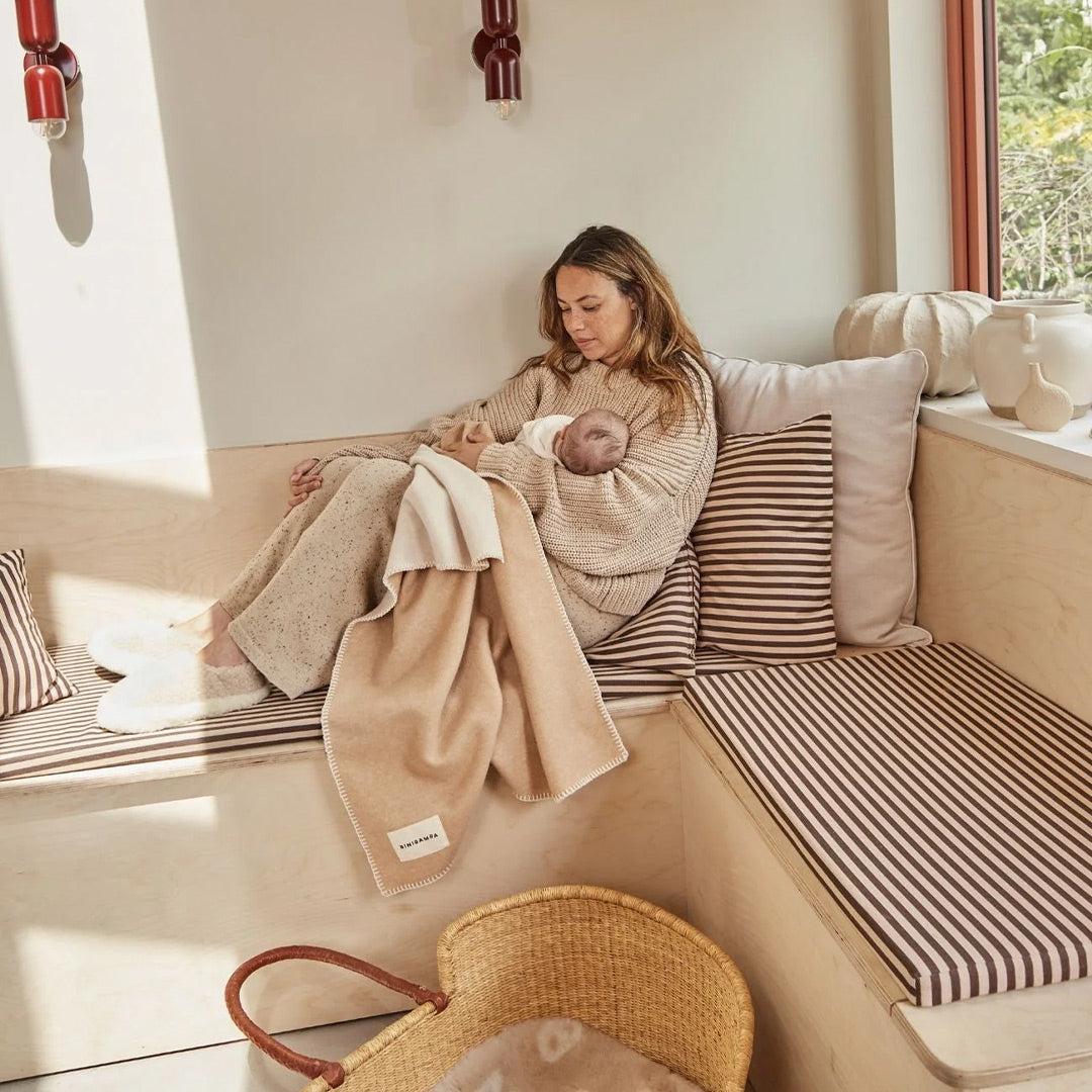 BINIBAMBA Merino Blanket - Camel + Milk-Blankets-Camel + Milk-One Size | Natural Baby Shower