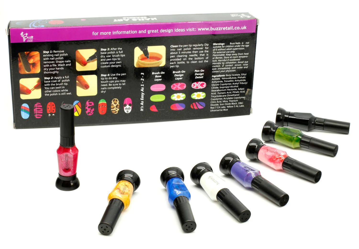 Buzz Art - Çocuklara Özel Tırnak Boyama Tasarım Seti Sparkle - Dinossi